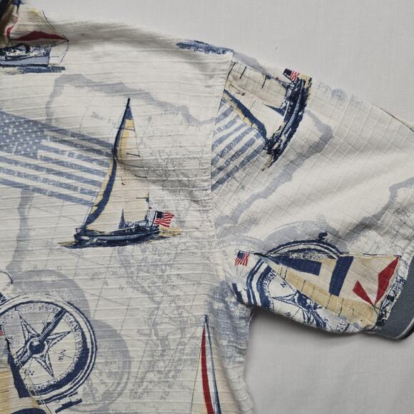 Royale Air Polo Shirt Mens Large Nautical Sailboat Map Flag Compass Vintage - Picture 3 of 8